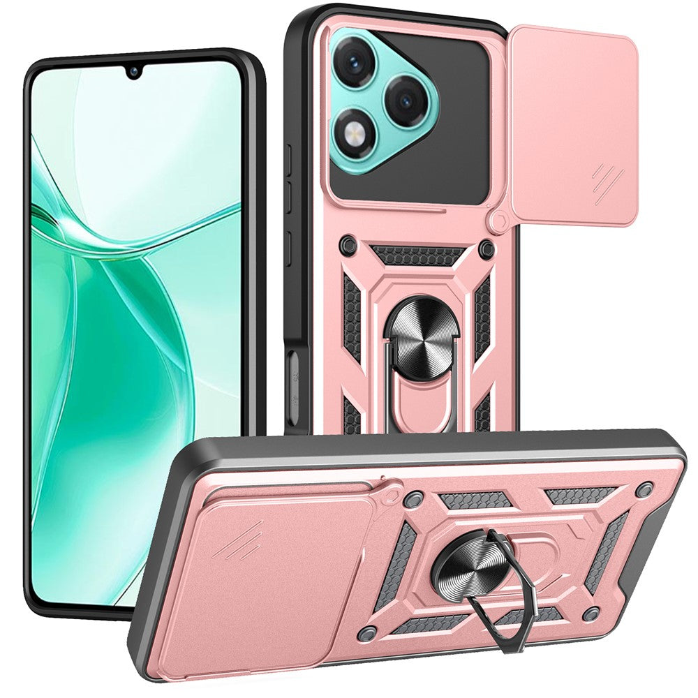For Honor 400 Lite 5G Case with Slide Camera Lid PC + TPU Kickstand Phone Cover