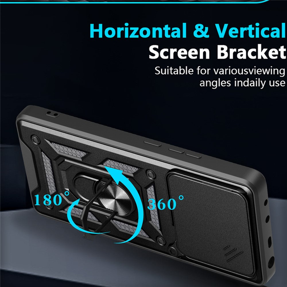 Til Motorola Edge 60 5G / 60 Fusion 5G etui med skydelåg til kamera PC + TPU-stativcover