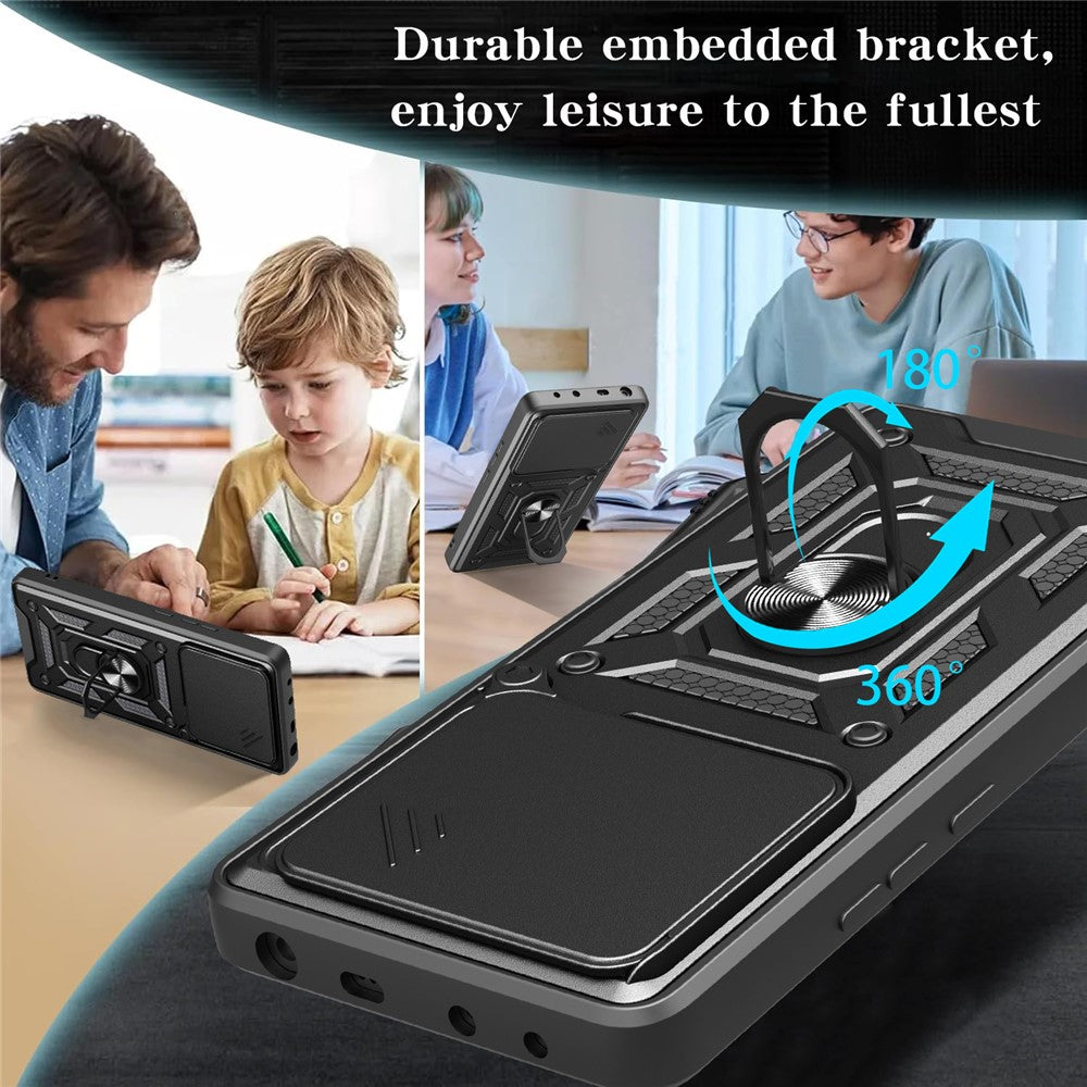Til Motorola Edge 60 5G / 60 Fusion 5G etui med skydelåg til kamera PC + TPU-stativcover