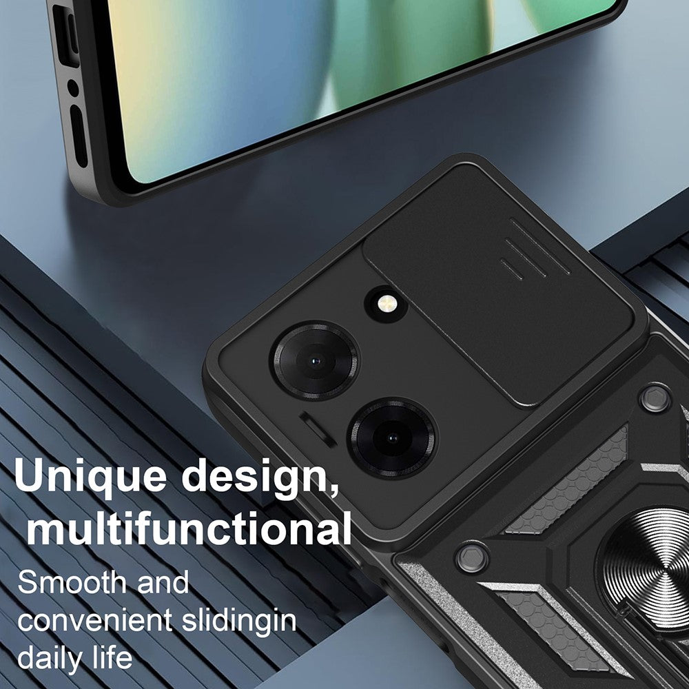 For Xiaomi Redmi A5 NFC (EU) (173.45mm) Case with Slide Camera Lid PC + TPU Kickstand Phone Cover