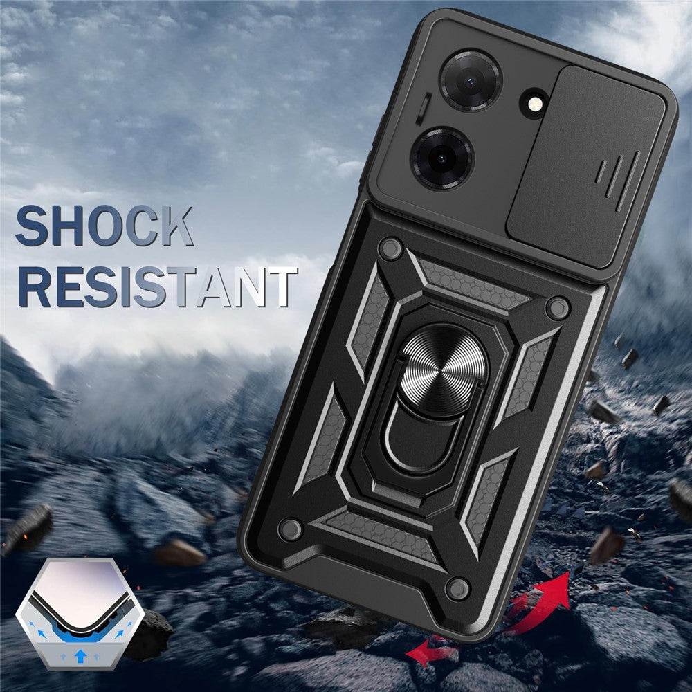 For Xiaomi Redmi A5 NFC (EU) (173.45mm) Case with Slide Camera Lid PC + TPU Kickstand Phone Cover