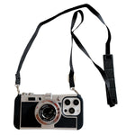 For iPhone 16 Pro Max Case Vintage Style Camera Design Phone Cover with Crossbody Strap