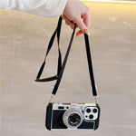 For iPhone 16 Pro Max Case Vintage Style Camera Design Phone Cover with Crossbody Strap