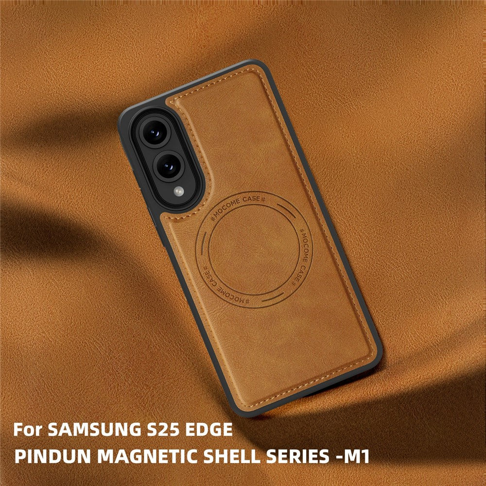 For Samsung Galaxy S25 Edge Magnetic Case Leather Back Phone Cover