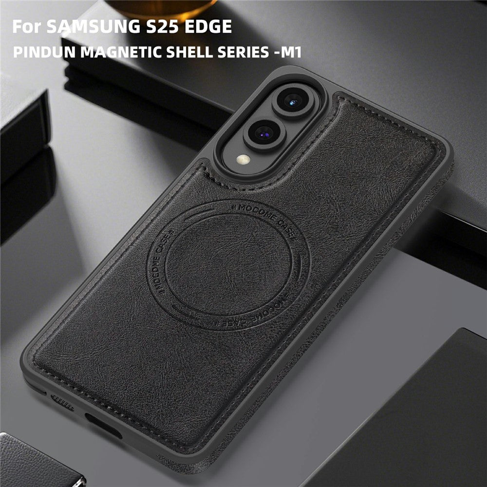 For Samsung Galaxy S25 Edge Magnetic Case Leather Back Phone Cover