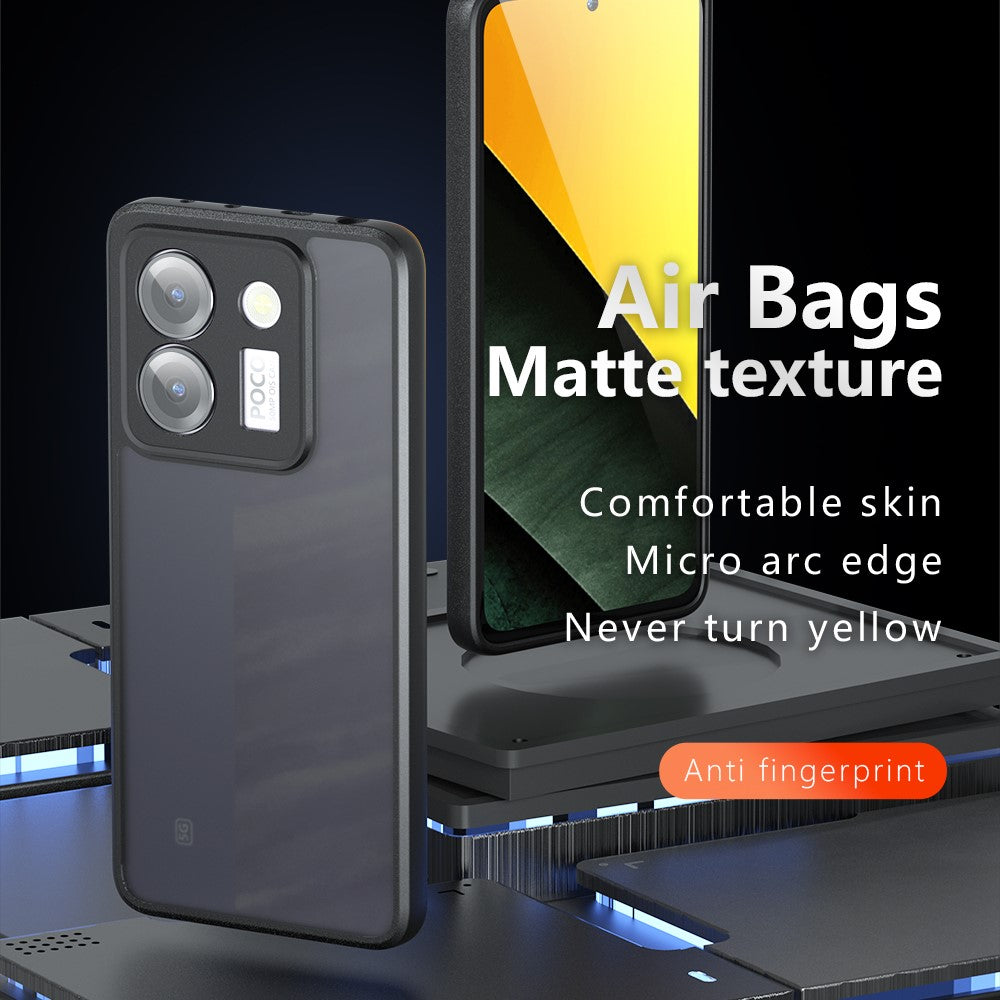 For Xiaomi Poco M7 Pro 5G Case Skin-Touch TPU + PC Matte Phone Back Cover, Transparent Black
