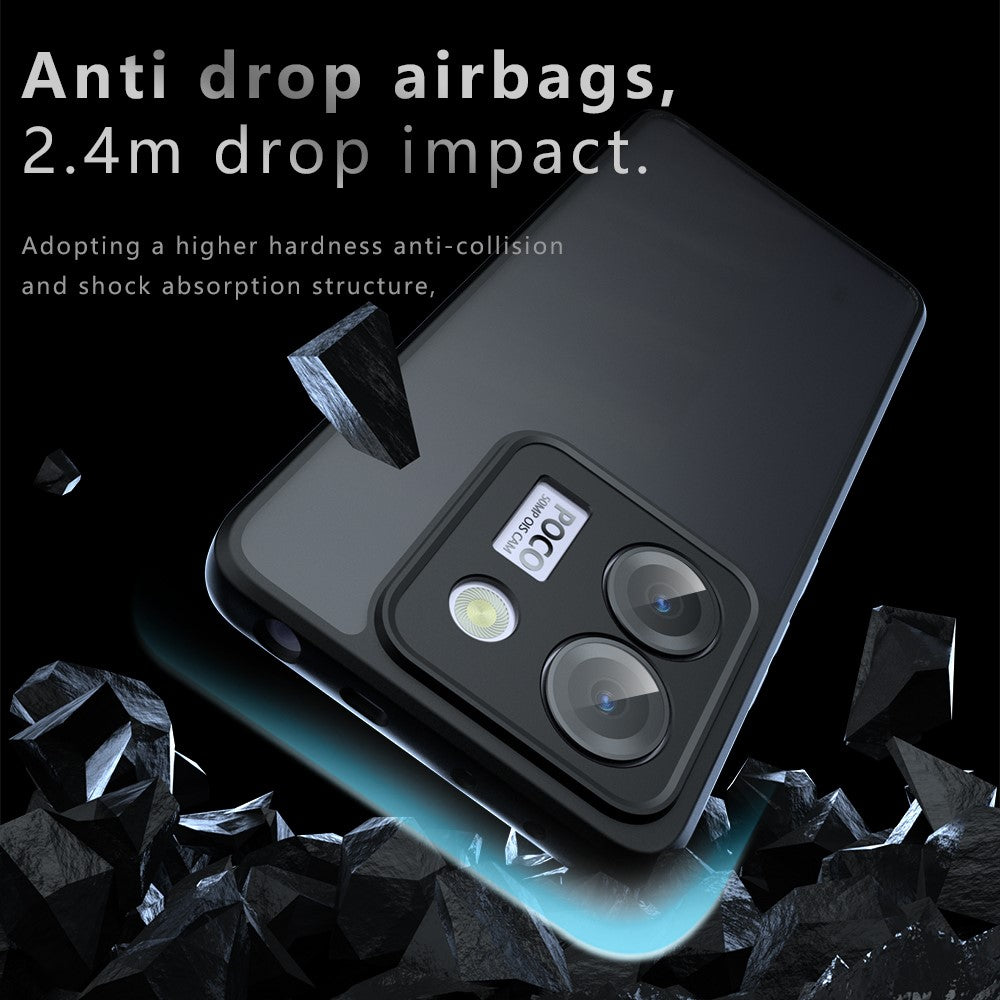 For Xiaomi Poco M7 Pro 5G Case Skin-Touch TPU + PC Matte Phone Back Cover, Transparent Black