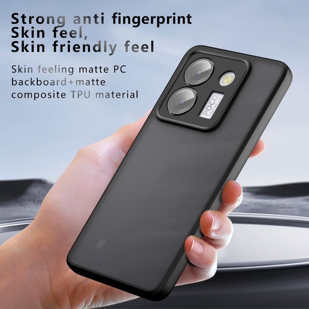 For Xiaomi Poco M7 Pro 5G Case Skin-Touch TPU + PC Matte Phone Back Cover, Transparent Black