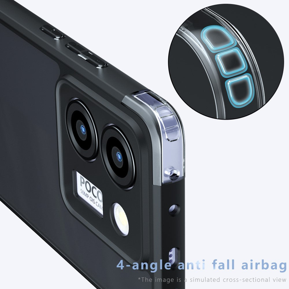 For Xiaomi Poco M7 Pro 5G Case Skin-Touch TPU + PC Matte Phone Back Cover, Transparent Black