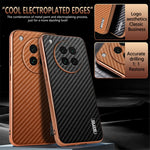 AZNS For Oppo Find X8s 5G Case Electroplating Carbon Fiber Texture PU + TPU Phone Cover