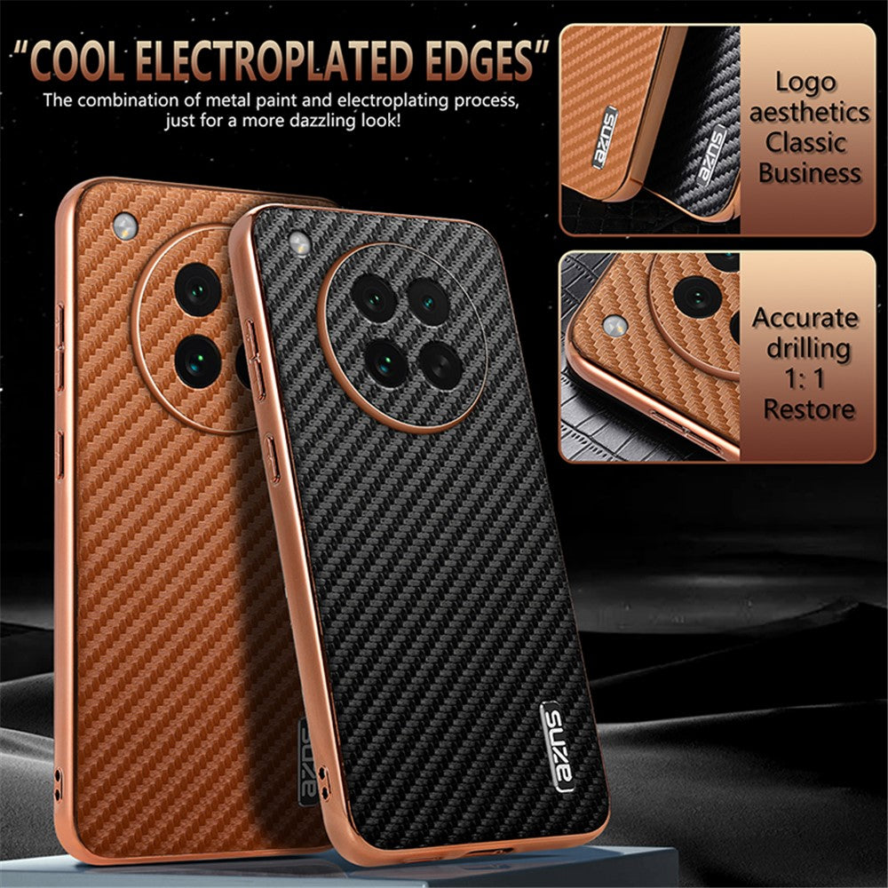 AZNS For Oppo Find X8s 5G Case Electroplating Carbon Fiber Texture PU + TPU Phone Cover