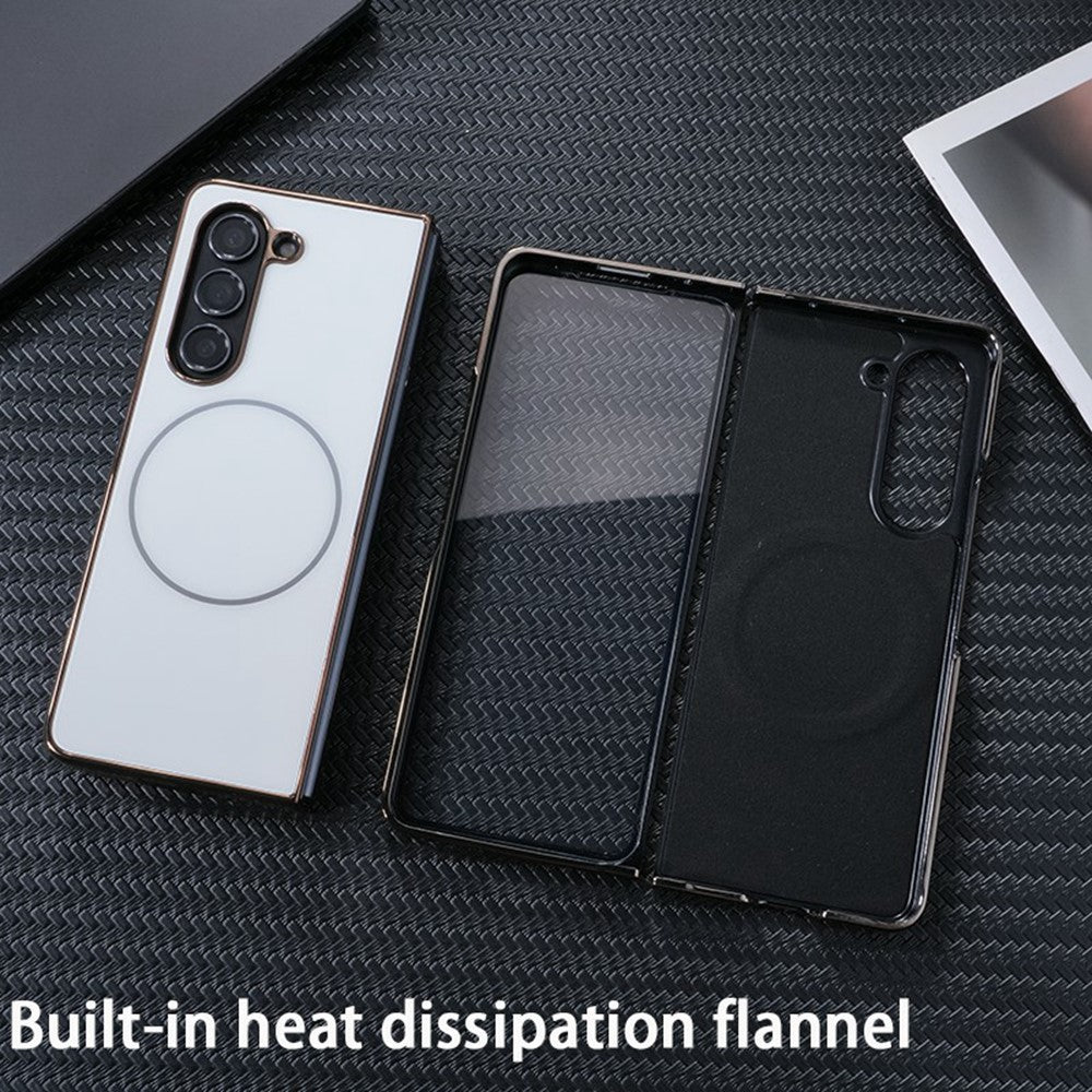 Til Samsung Galaxy Fold6 5G Magnetisk Etui Galvaniseret Mat PC Telefoncover med HD Skærmbeskyttelse