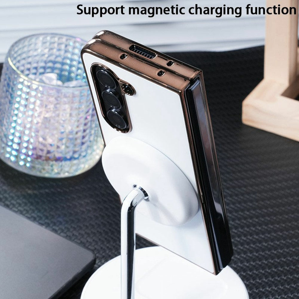 Til Samsung Galaxy Fold6 5G Magnetisk Etui Galvaniseret Mat PC Telefoncover med HD Skærmbeskyttelse
