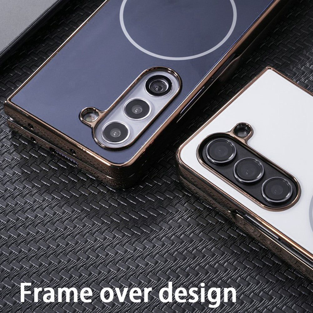 Til Samsung Galaxy Fold6 5G Magnetisk Etui Galvaniseret Mat PC Telefoncover med HD Skærmbeskyttelse
