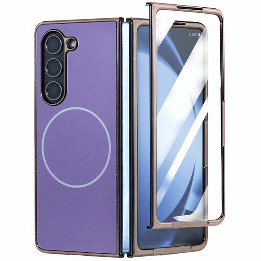 Til Samsung Galaxy Fold6 5G Magnetisk Etui Galvaniseret Mat PC Telefoncover med HD Skærmbeskyttelse
