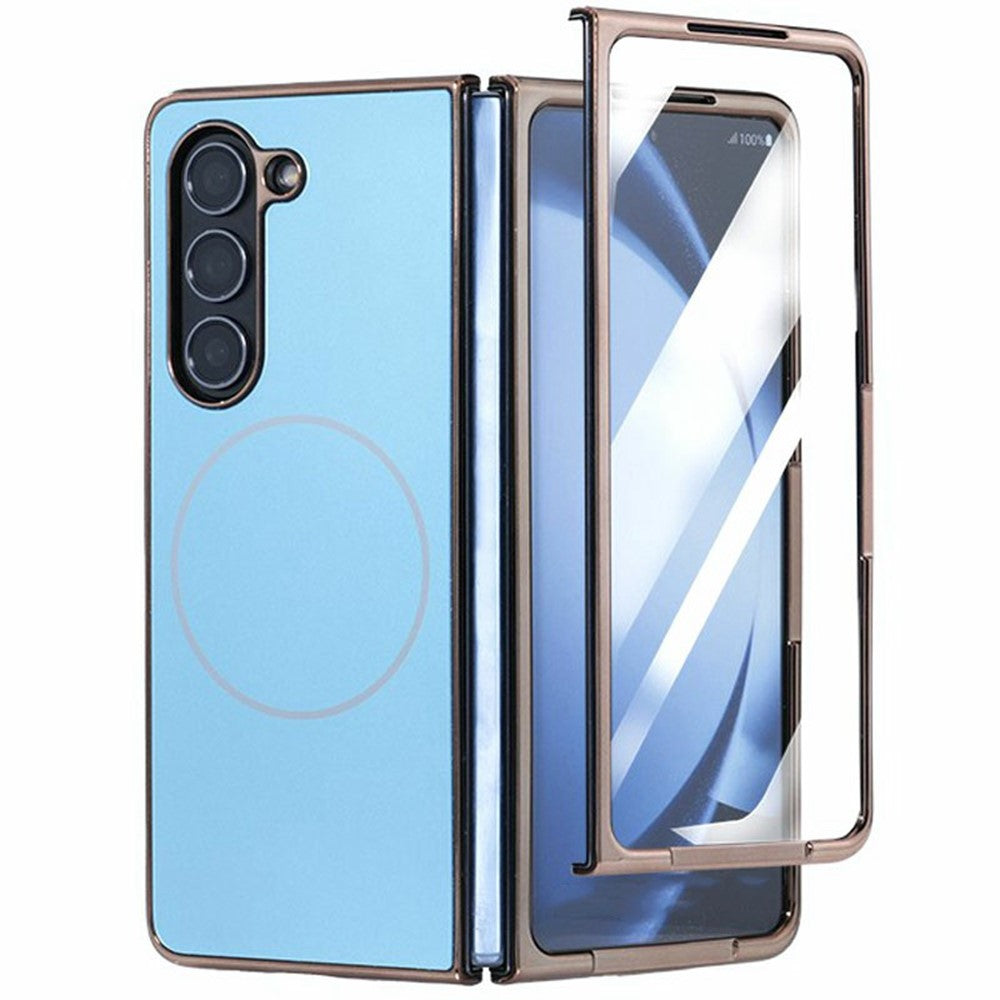 Til Samsung Galaxy Fold6 5G Magnetisk Etui Galvaniseret Mat PC Telefoncover med HD Skærmbeskyttelse