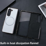 For Samsung Galaxy Z Fold5 5G Magnetic Case Electroplated Matte PC Phone Cover with HD Screen Film