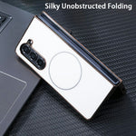 For Samsung Galaxy Z Fold5 5G Magnetic Case Electroplated Matte PC Phone Cover with HD Screen Film