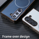 For Samsung Galaxy Z Fold5 5G Magnetic Case Electroplated Matte PC Phone Cover with HD Screen Film