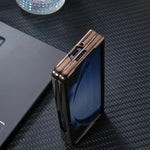 For Samsung Galaxy Z Fold5 5G Magnetic Case Electroplated Matte PC Phone Cover with HD Screen Film