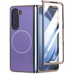 For Samsung Galaxy Z Fold5 5G Magnetic Case Electroplated Matte PC Phone Cover with HD Screen Film