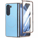 For Samsung Galaxy Z Fold5 5G Magnetic Case Electroplated Matte PC Phone Cover with HD Screen Film