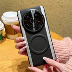 For Xiaomi 14 Ultra Magnetic Case Splicing Color PC + PU Leather Phone Back Cover