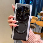 For Xiaomi 14 Ultra Magnetic Case Splicing Color PC + PU Leather Phone Back Cover