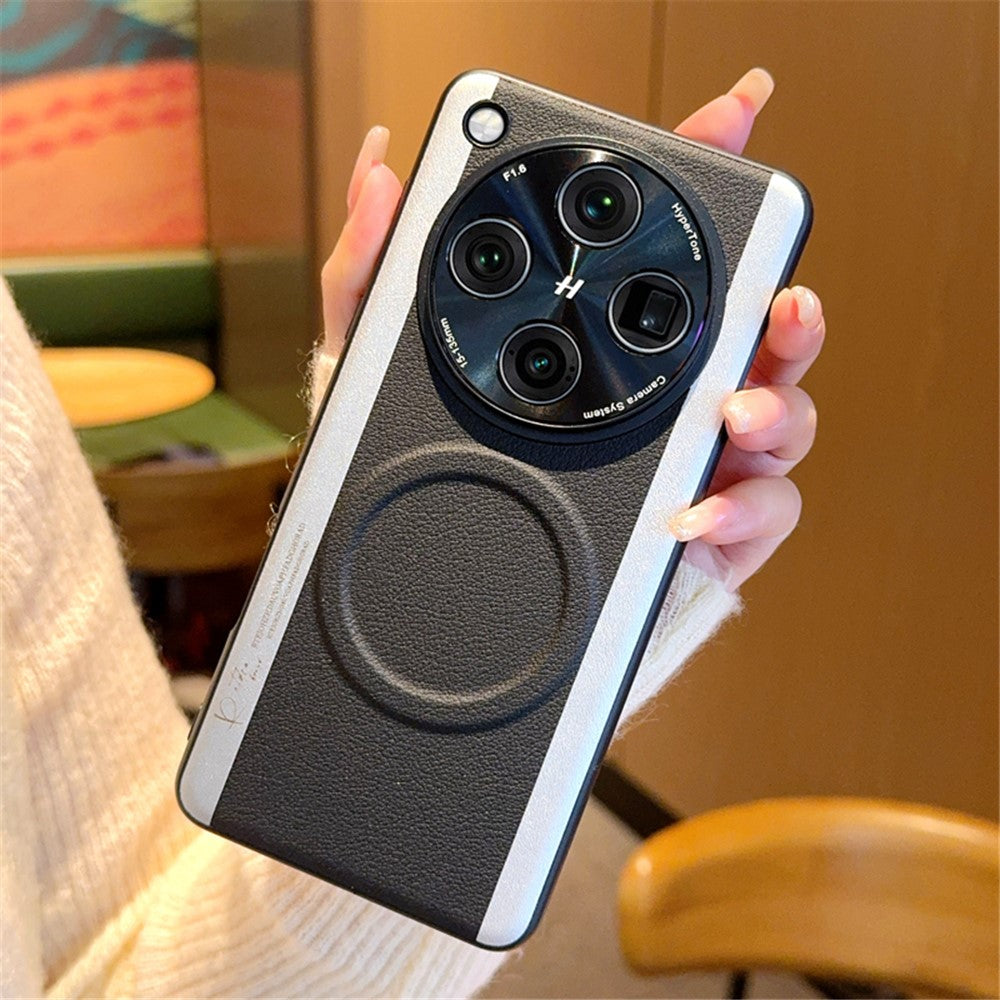 For Oppo Find X8 Pro 5G Magnetic Case Splicing Color PC + PU Leather Phone Back Cover