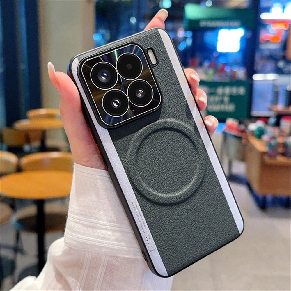 For Xiaomi 15 Magnetic Case Splicing Color PC + PU Leather Phone Back Cover