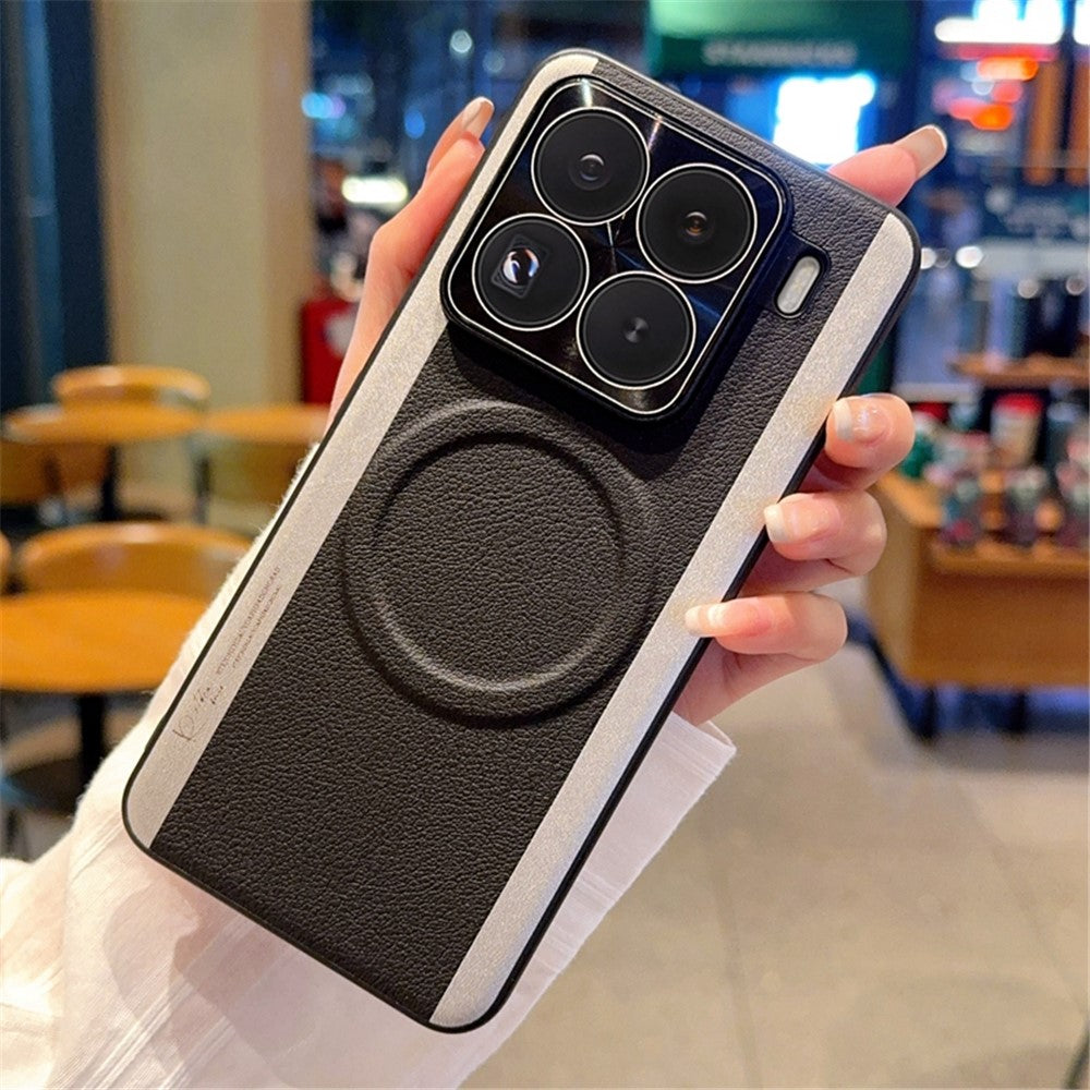 For Xiaomi 15 Pro Magnetic Case Splicing Color PC + PU Leather Phone Back Cover