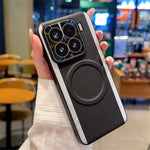For Xiaomi 15 Pro Magnetic Case Splicing Color PC + PU Leather Phone Back Cover