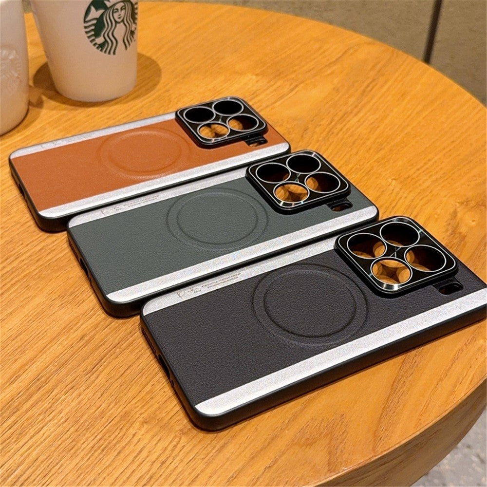 For Xiaomi 15 Pro Magnetic Case Splicing Color PC + PU Leather Phone Back Cover
