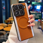 For Xiaomi 15 Pro Magnetic Case Splicing Color PC + PU Leather Phone Back Cover
