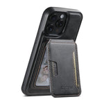 SUTENI M3 For iPhone 13 Pro Magnetic Case Cowhide Texture Leather Back Cover with Card Bag Kickstand