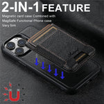SUTENI H17 For iPhone 12  /  12 Pro Magnetic Case Cross Texture Leather Phone Back Cover with Detachable Card Bag