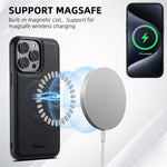 SUTENI H17 For iPhone 12  /  12 Pro Magnetic Case Cross Texture Leather Phone Back Cover with Detachable Card Bag