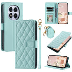 For Xiaomi Redmi Note 14 Pro 4G Case Wallet Rhombus Grid PU Leather Phone Cover with Shoulder Strap / Wrist Strap
