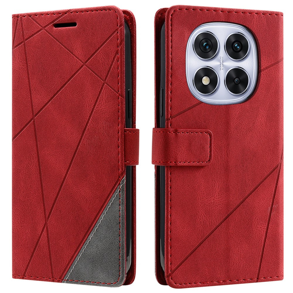 For Xiaomi Redmi Note 14 Pro 4G Case Imprinted Lines PU Leather Splicing Wallet Phone Cover