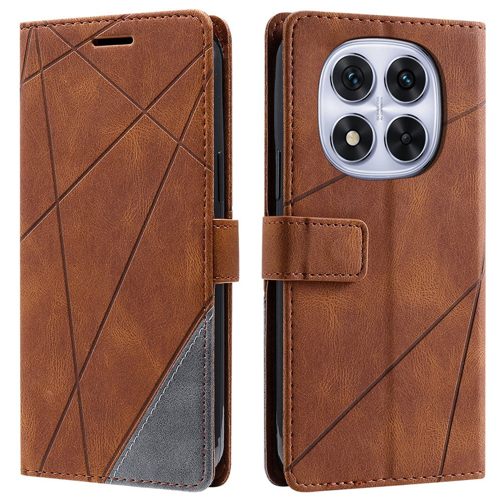 For Xiaomi Redmi Note 14 Pro 4G Case Imprinted Lines PU Leather Splicing Wallet Phone Cover