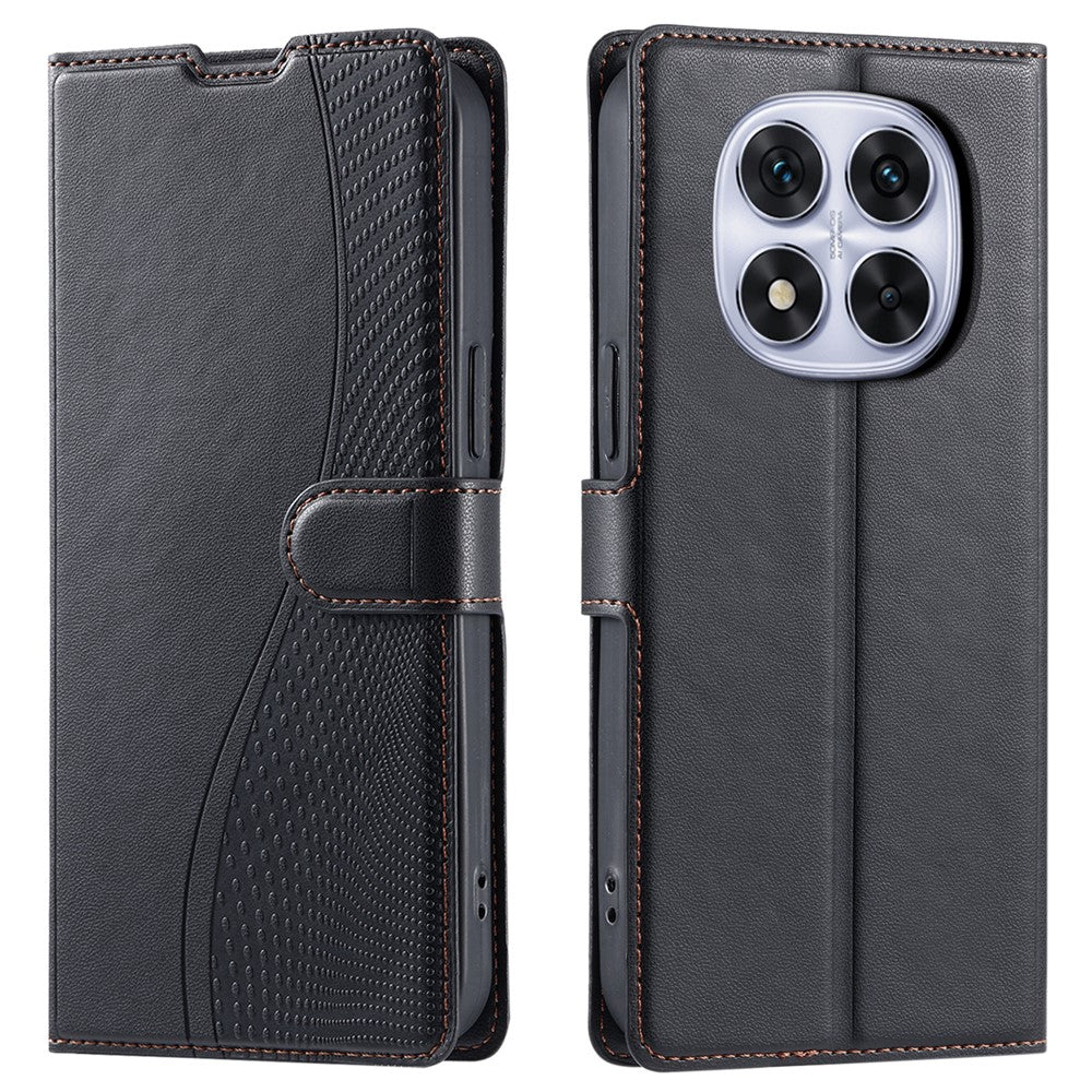 For Xiaomi Redmi Note 14 Pro 4G Case Dots Imprinted PU Leather Flip Phone Cover with Card Slot, Strap