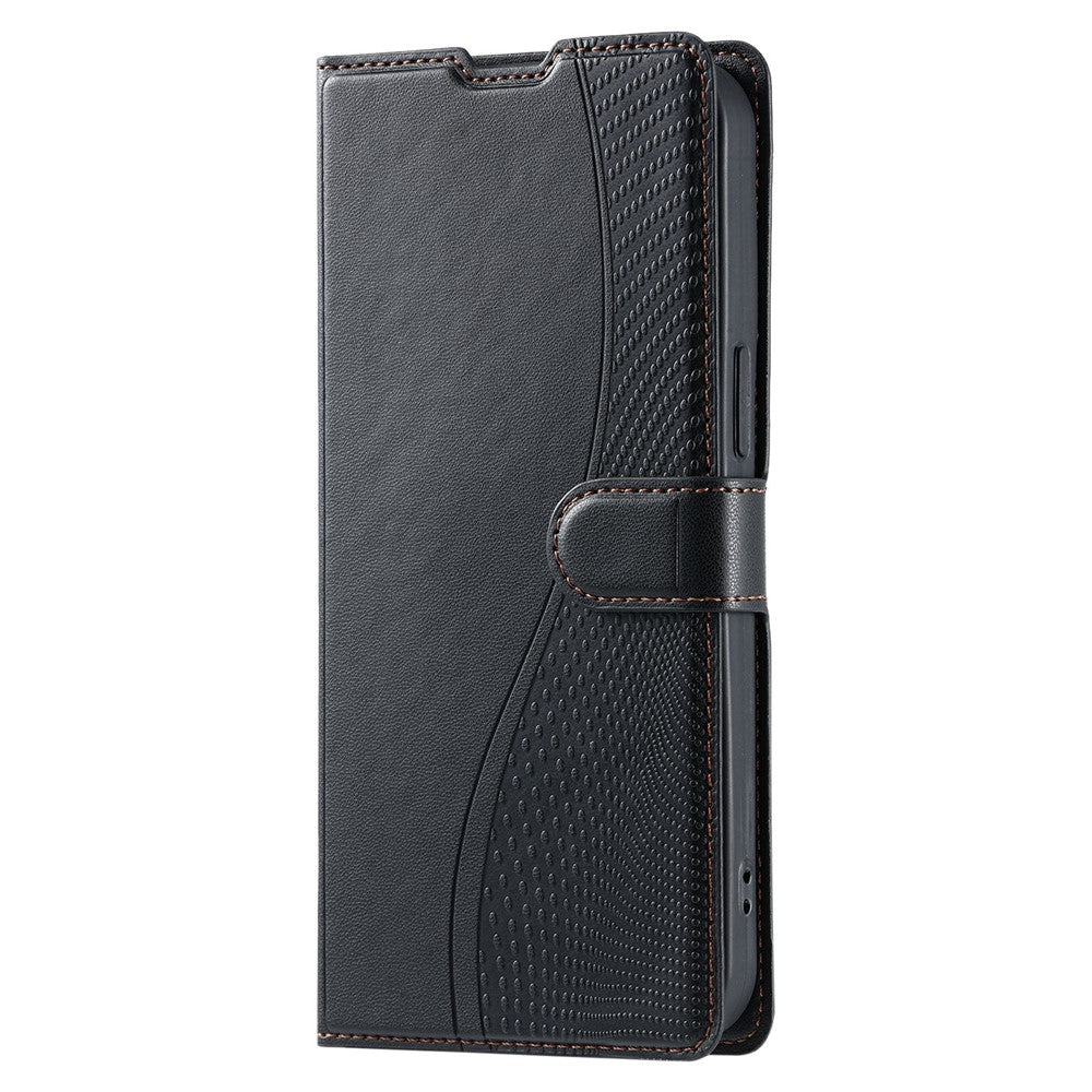 For Xiaomi Redmi Note 14 Pro 4G Case Dots Imprinted PU Leather Flip Phone Cover with Card Slot, Strap