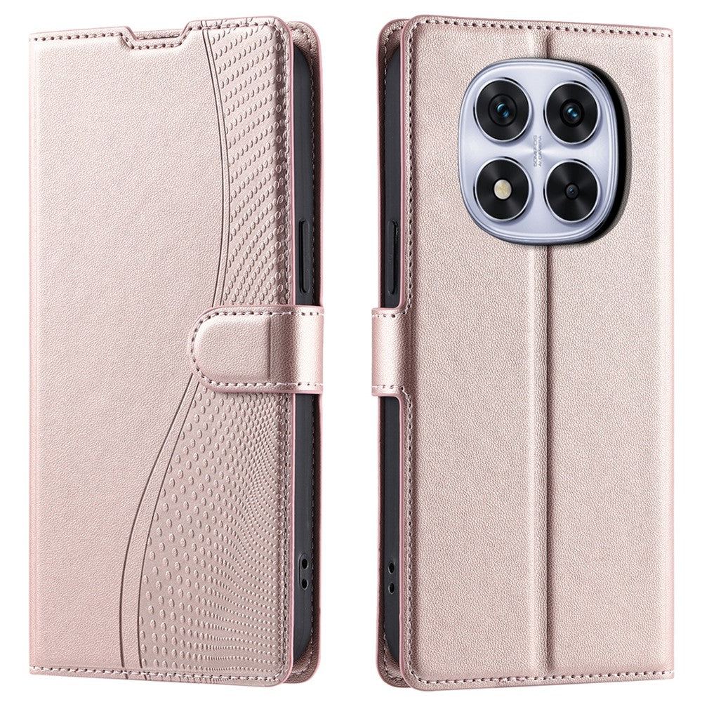 For Xiaomi Redmi Note 14 Pro 4G Case Dots Imprinted PU Leather Flip Phone Cover with Card Slot, Strap