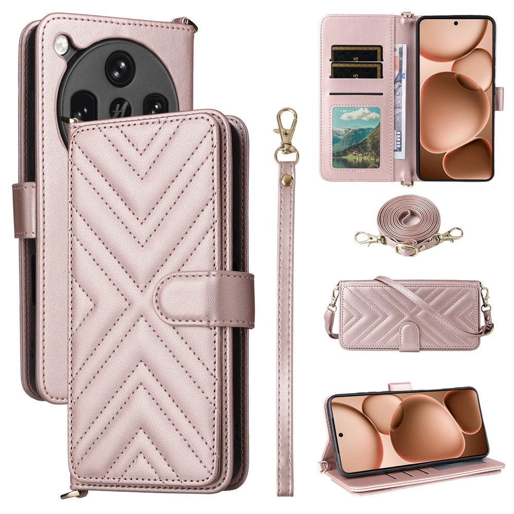 For Oppo Find X8 Ultra 5G Case with Shoulder / Wrist Strap Leather Phone Cover Stand Wallet