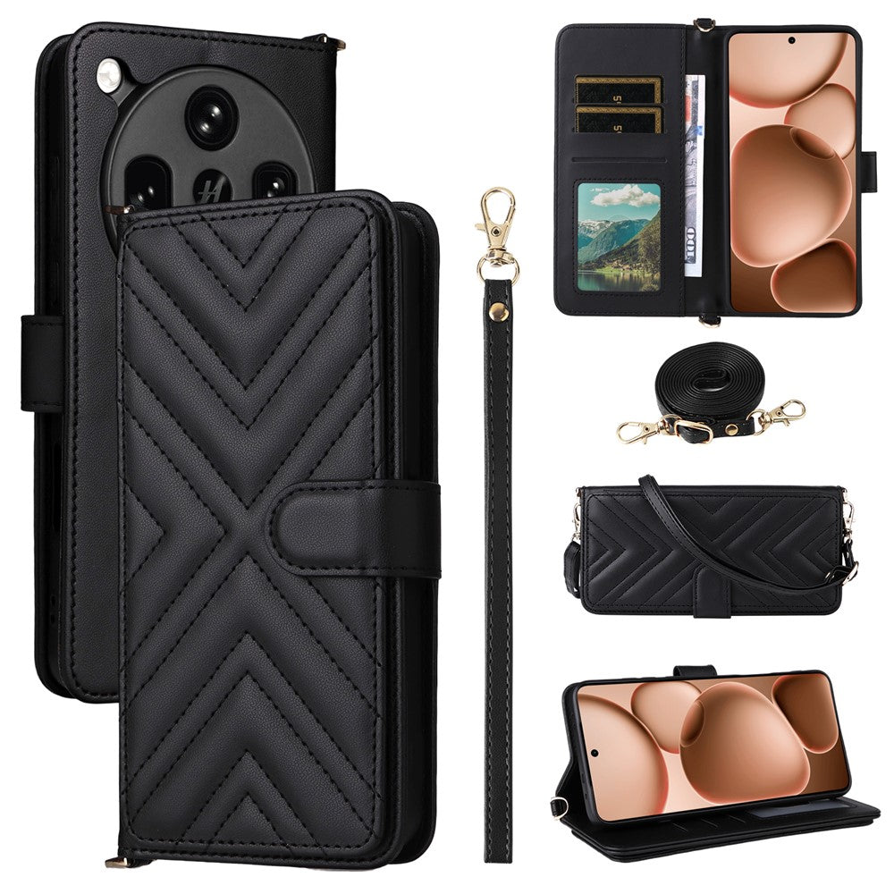 For Oppo Find X8 Ultra 5G Case with Shoulder / Wrist Strap Leather Phone Cover Stand Wallet