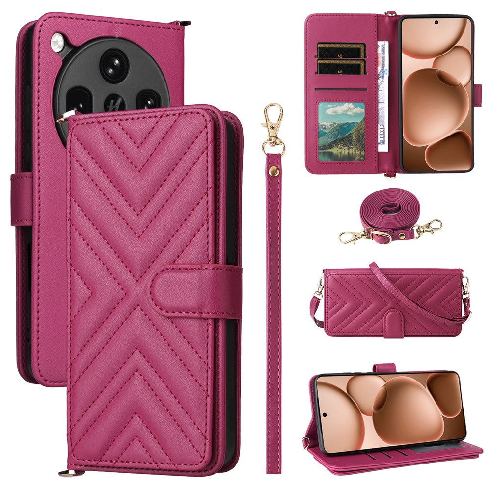 For Oppo Find X8 Ultra 5G Case with Shoulder / Wrist Strap Leather Phone Cover Stand Wallet