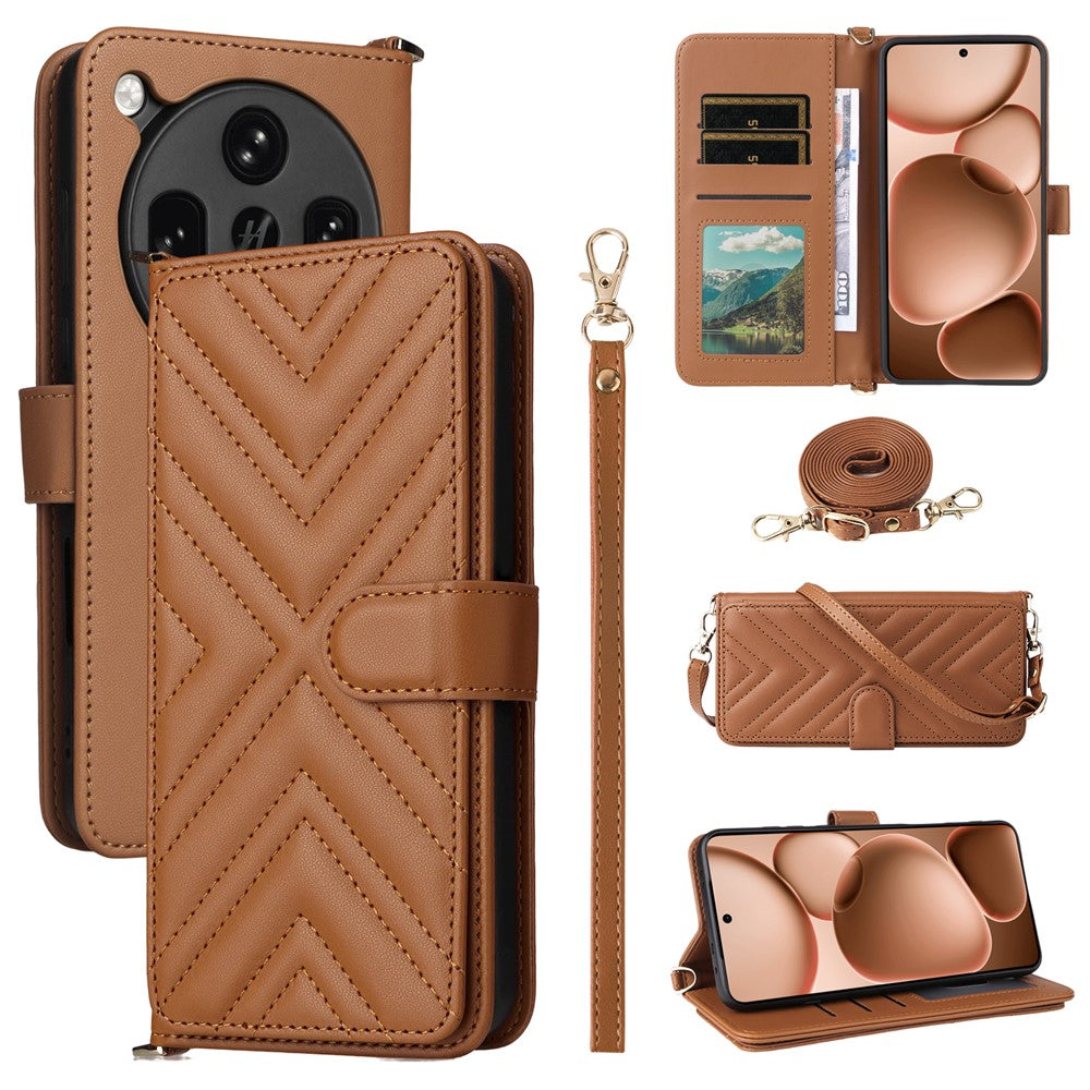 For Oppo Find X8 Ultra 5G Case with Shoulder / Wrist Strap Leather Phone Cover Stand Wallet