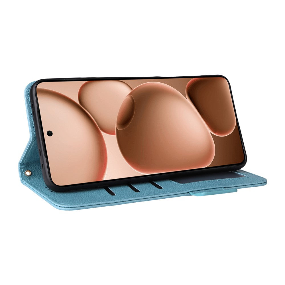 Oppo Find X8 Ultra 5G-skal med handledsrem, plånboksfodral i PU-läder med litchitextur