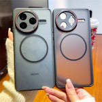 Xiaomi Redmi K80 5G / Poco F7 Pro 5G magnetisk cover med rød linsering, stødsikkert transparent TPU + PC-cover