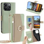 For Xiaomi Redmi Note 14 4G (164.84mm) Case Mirror Wallet Leather Phone Cover with Chain Shoulder Strap